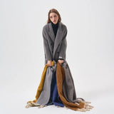 Women's Simple Thickened Tassel Double-Sided Solid Colour Plush Scarf Autumn and Winter Warm Versatile Soft Scarfs Shawl