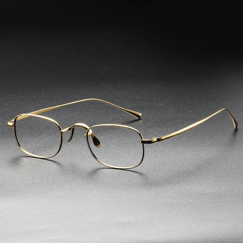 Vintage Small Square Oval 6.5g Ultra-Light Pure Titanium frame ，KJ45|Thin Frame of Golden Wire|For Men and Women