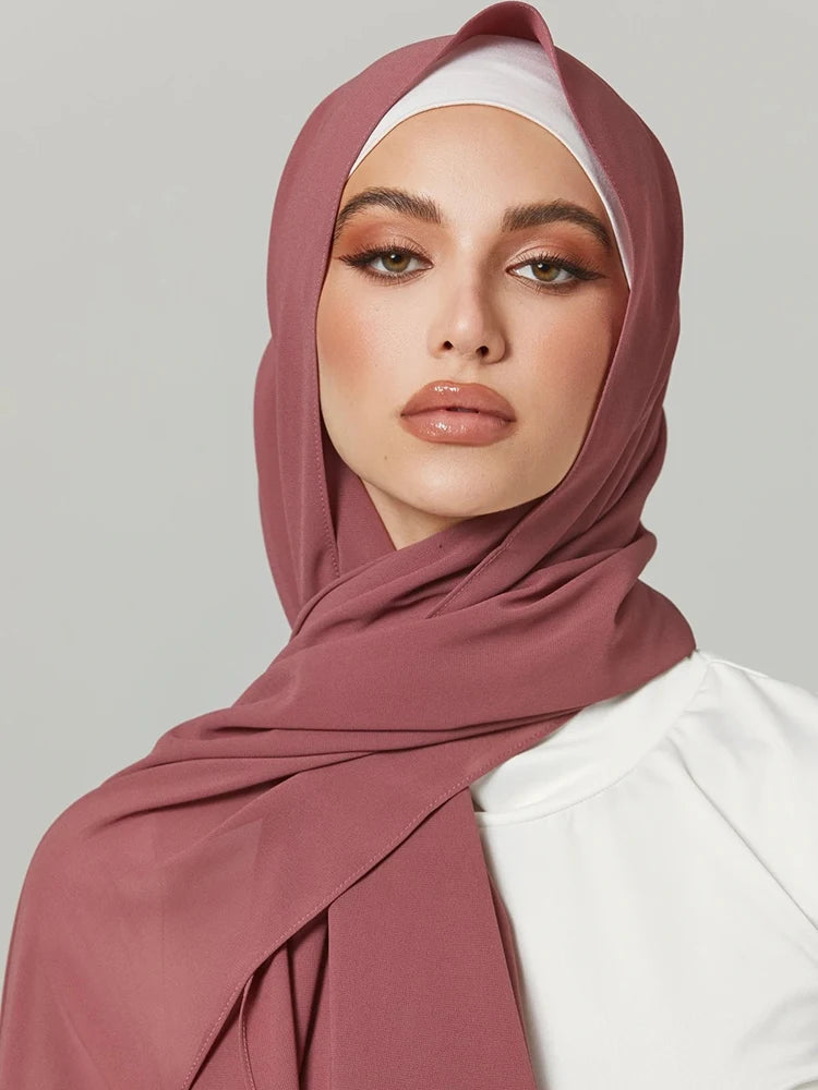 Good Stitching Muslim Chiffon Hijabs for Women Solid Chiffon Shawl Scarf Head Wraps Foulard Femme Hijab Scarves Muslim Turban