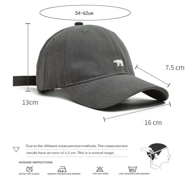 Outdoor Fashionable Unisex Retro Polar Bear Embroidered Baseball Cap New Style Versatile Big Head Circumference Duckbill cap