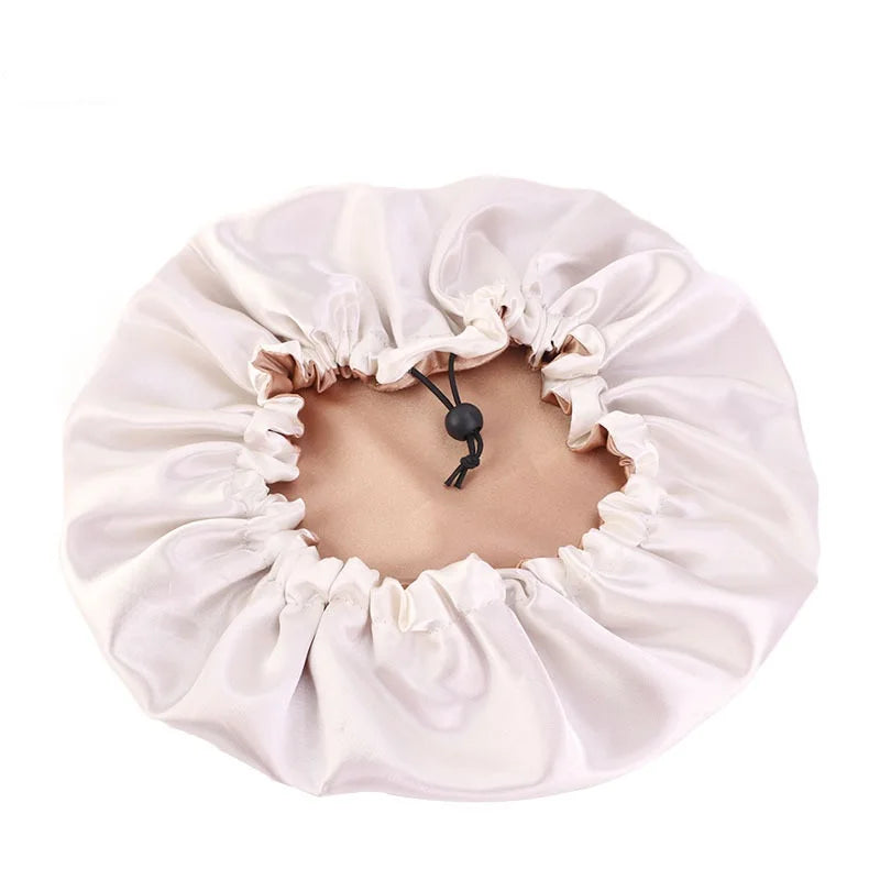 Double-Sided Sleeping Hat Adjustable Nightcap Bathing Hat Girl Sleep Protector Tool