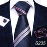 Brand Fashion 8 cm Tie For Men Woven Festive Present Tie Handkerchief Cufflink Set Necktie Shirt Accessories Red Striped