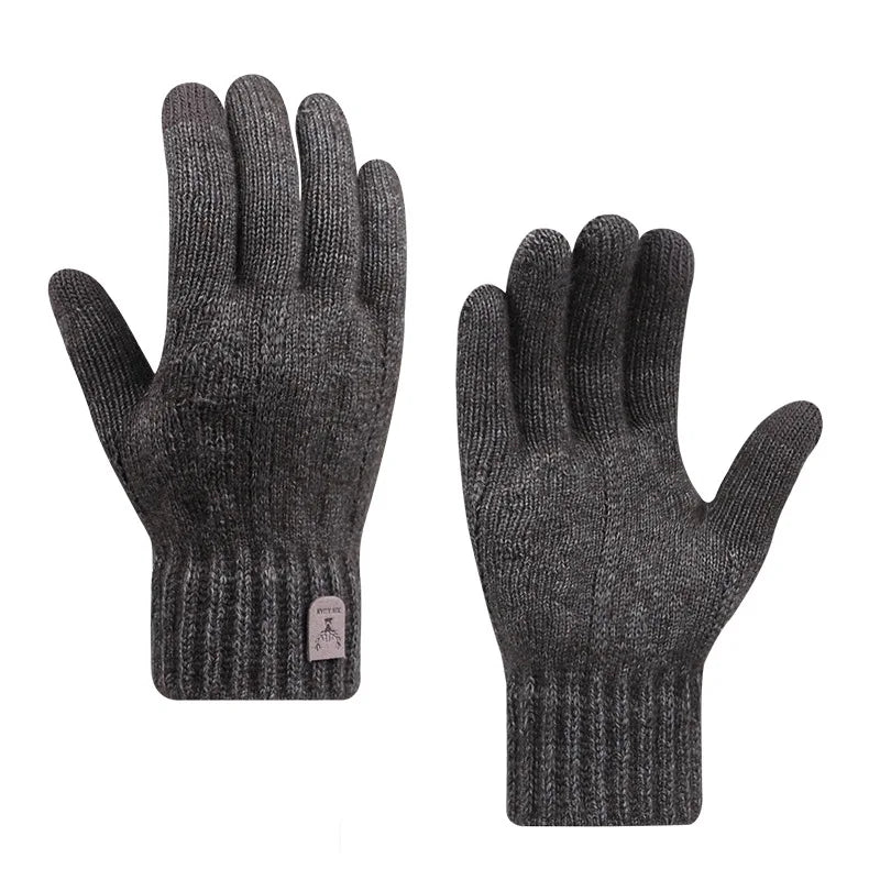 2023 new men's warm gloves winter touch screen plus fleece gloves cold warm wool knitted gloves