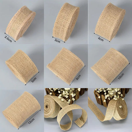 2M/Roll Natural Jute Burlap Ribbons for Crafts Vintage Rustic Wedding Party Decorative DIY Home Christmas Gift Wrapping Supplies