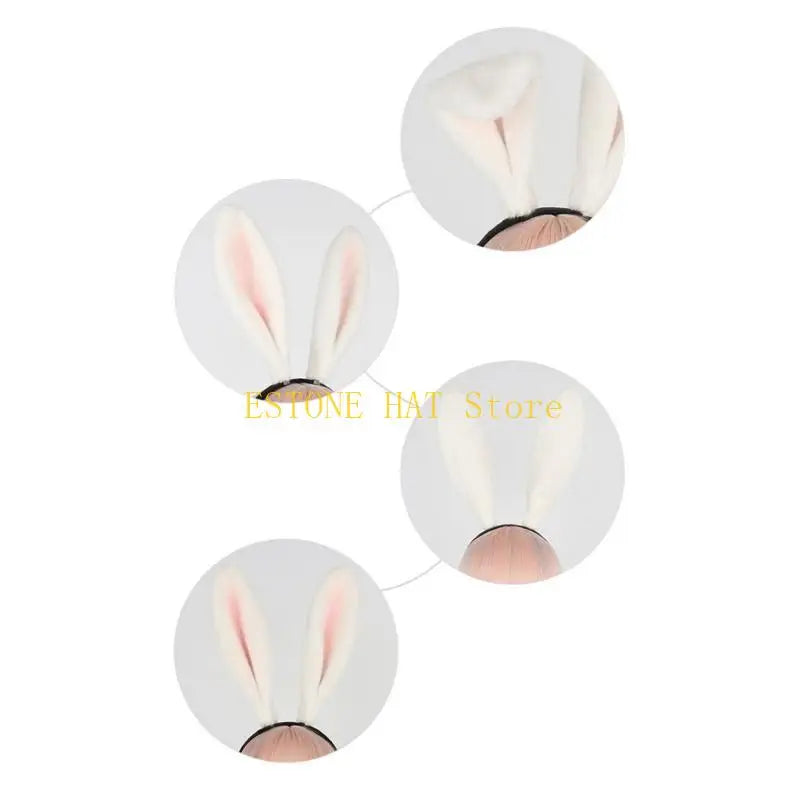 49MF Lovely Bunny Ear Hair Hoop Hair Holder Live Broadcasting Spring Cosplay Party Headwear for Teens Woman