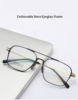 Light Pure Titanium Frames Retro Polygon Spectacle Pilot Ultra Double Bridge Customized Optical Prescription Eyeglasses Man