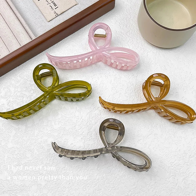 Elegant Jelly Color Bow Hair Claw For Women Girls Sweet Hair Ornament Back Headband Hair Clips Hairpin Fashion Hair Accessories