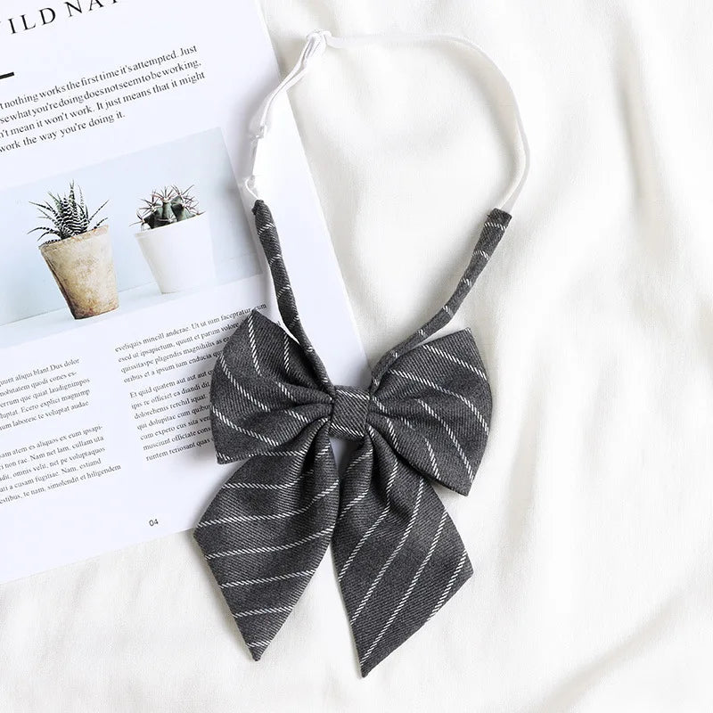 Korean style elegant Ties for men gifts Top clothes accessories Wedding  Black Gray Striped JK Ladies Collar Slim Neck Bow tie