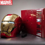 Hot Marvel 1/1 Mk5 Iron Man Autoking Helmet Remote And Voice Control Iron Man Automatic Helmet Mask With Led Light Funny Gift