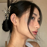 Y2K Liquid Metal Butterfly Hair Claw Hairpin 2024 Trendy NEW Design Irregular Hollowed HairClip Women Headwear Accessories