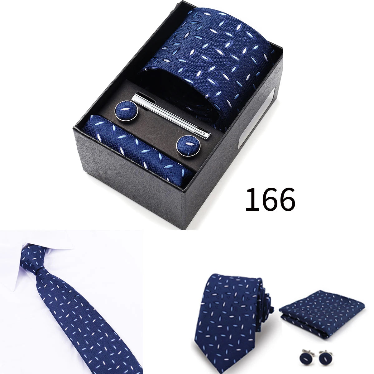 Men's Tie Gift Box With Neckties Handkerchiefs Cufflinks Tie Clips 6-Piece sets Group Business Wedding Festival Formal Ties