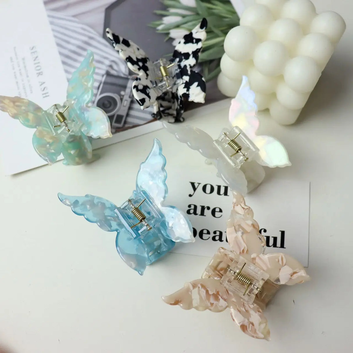 1PC French Butterfly Clip  Mermaid Hair Clip Acetic Acid Hair Clip Retro Back of Head Hair Accessories Hairpin.