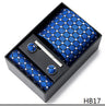 Gravatas For Men Newest design Silk Tie Handkerchief Cufflink Set Necktie Box Striped Blue Office