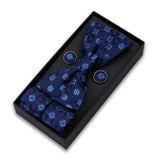 Bowtie Set For Men Gift Box Business Fashion Red Bow Tie Pocket Square Cufflinks Set Bowtie 3pcs For Wedding Hanky Cravatas Neck