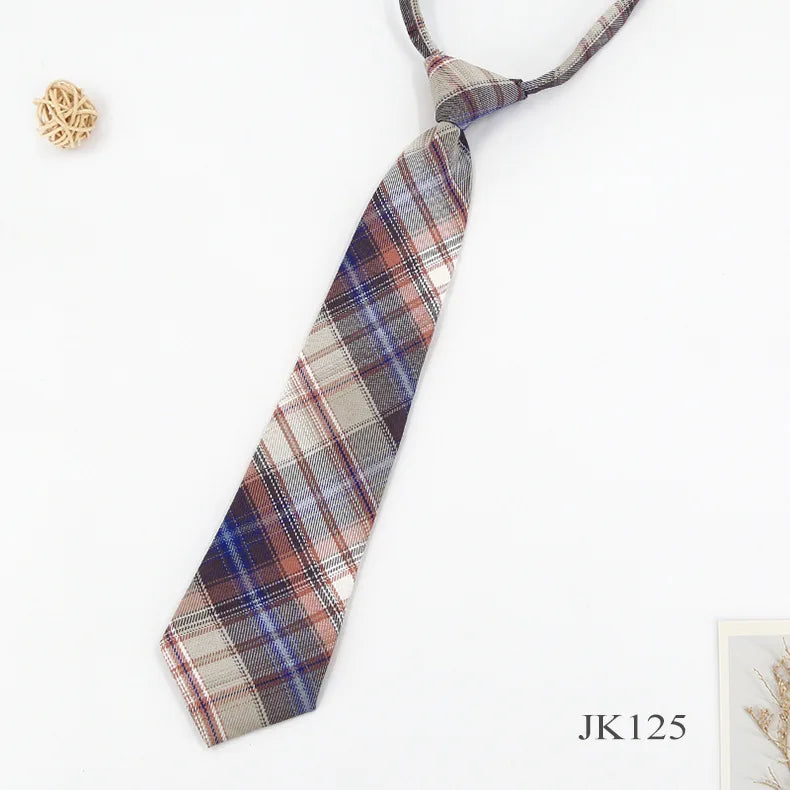 Lazy JK Ties Women Plaid Neck Tie Girls Japanese Style for Jk Uniform Cute Necktie Plaid Uniform School Accessories