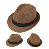 Children Kids Summer Beach Straw Hat Jazz Panama Trilby Fedora Hat Gangster Outdoor Breathable Hats Girls Boys Sunhat