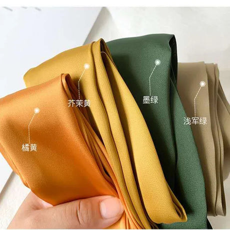 Long Skinny Hair Scarf For Women Silk Satin Headband Cute Neckerchief Solid Colors 190*5cm Fashion Bag Scarves For Ladies 2023