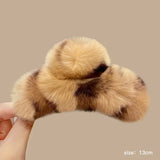 Muweordy New Oversized Faux Fur Big Crab Hair Clip for Girls Rabbit Hair Claw Clips Cute Plush Ponytail Women's Hair Barrettes