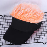 Men Women Casual Concise Sunshade Adjustable Sun Visor Baseball Cap with Spiked Hairs Wig Baseball Hat with Spiked Wigs