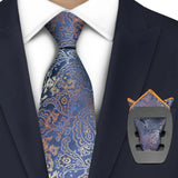 Luxury 7CM Mens Necktie Paisley Ties For Man Groomsman Jacquard Woven Gold Orange Color Neck Tie Business Party