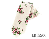 New Designer Print Ties Casual Narrow Necktie Ties for Men Hip-hop Party Floral Cotton Skinny Tie Cravat