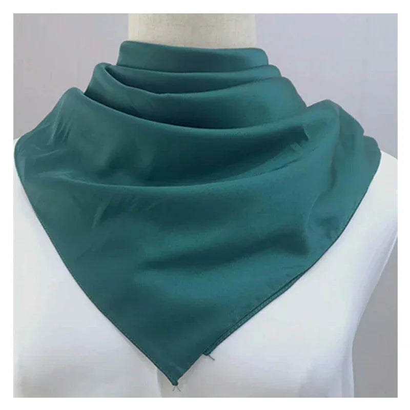 70*70cm Bandana Head Scarf For Women Silk Satin Hair Scarfs Female Cute Handkerchief Neck Scarves For Ladies Green Black White