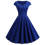 Robe d'été rose pour femme, col en V, style vintage, élégante, rétro, pin-up, soirée, bureau, mi-longue