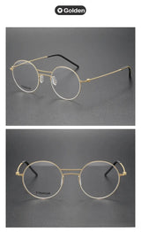 Handmade Round Titanium Glasses Frames 5518 Retro Men Double Beam Round No Screw Eyeglasses Denmark Brand Lightweight Women