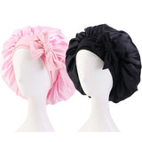 Women Satin Solid Sleeping Cap Soft Silk Nightcap Bonnet With Headband For Women Children Silk Scarf Sleep Hat