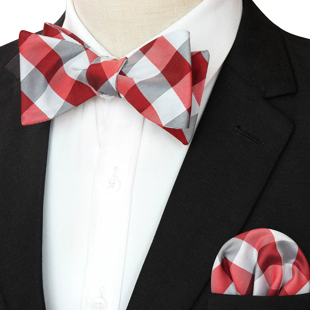 EASTEPIC Striped Bow Tie for Men Hanky Set Plaid Accessory Paisley Neckwear Floral Design Polka Dot Pure Black Evening Party