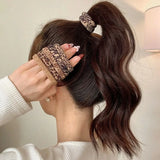 5pcs Leopard Print High Elastic Hair Ties Scrunchie Ties High Elasticity Ponytail Holder Women Girls Hair Rings Rope Accessories