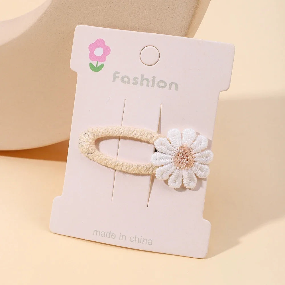1pcs Ins Daisy Flower Hair Clips Baby Girl Hairpins for Kids Lace White Barette Princess Hooks Infant Accessories Korean
