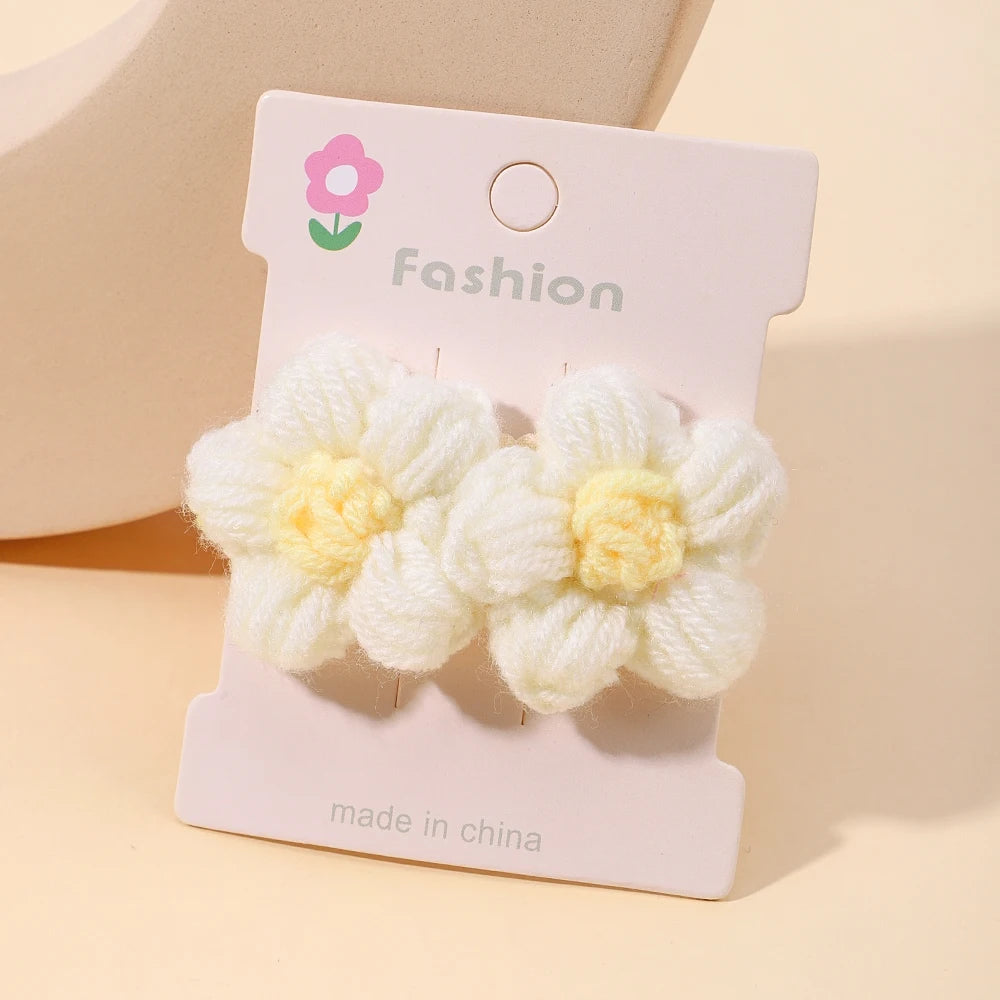1pcs Ins Daisy Flower Hair Clips Baby Girl Hairpins for Kids Lace White Barette Princess Hooks Infant Accessories Korean