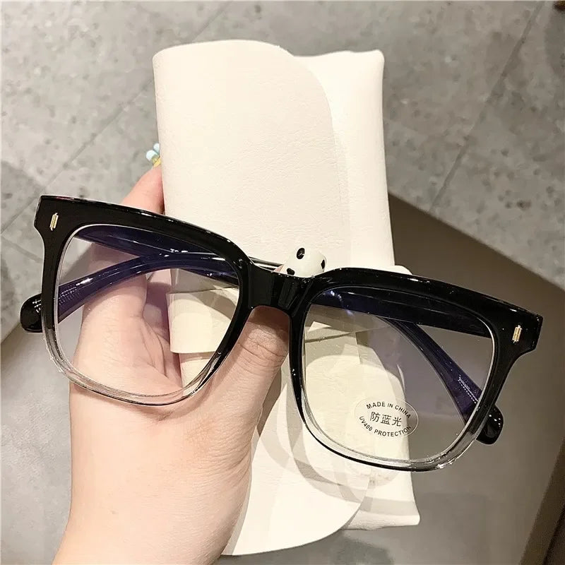 New Clear Lens Near Sight Myopia Glasses Large Sqaure Minus Diopter Eyewear Fashion Ultralight Trendy Eyeglasses for Men Women