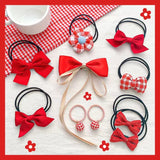 10Pcs/Set Big Bow Flower Elastic Hairbands Children Girls Sweet Hair Ties Fashion Headbands Hair Accessories Rubber Band For Kid