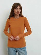 Bornladies Women's Spring Autumn 100% Cotton T-shirt Bottoming Basic Solid Lady Long Sleeve Loose Tops Shirts Oversized T Shirt