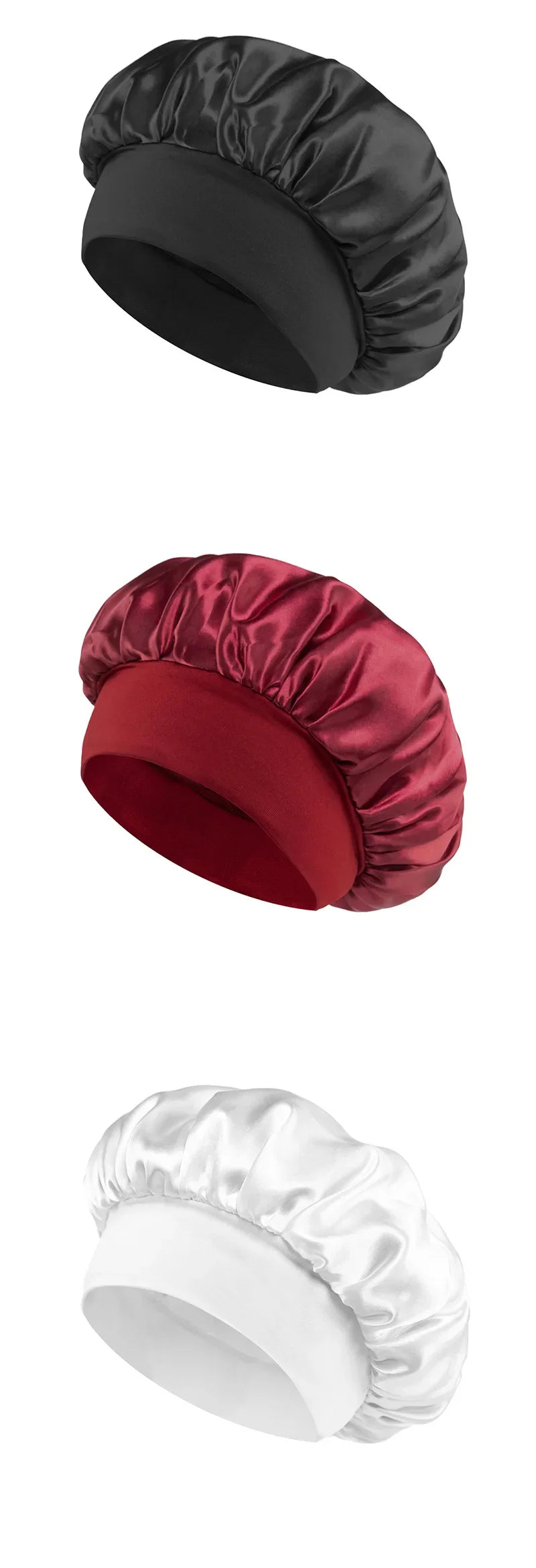 Unisex Head Wrap Elastic Band Cap for Brimmed Night Hat Bath Cap Extra Large Satin Silky Bonnet Sleep with Premium Elastic Band