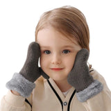 Winter Wool Knitted Gloves for Baby Boys Girls Warm Plush Thick Full Finger Mittens Gloves For 1 -3 Years Old Children Kids