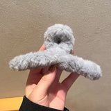 New Winter Faux Fur Hair Claw for Women Elegant Acrylic Crab Barrette Hairpin Girl-Hair Furry Headwear Hair Claw Clip