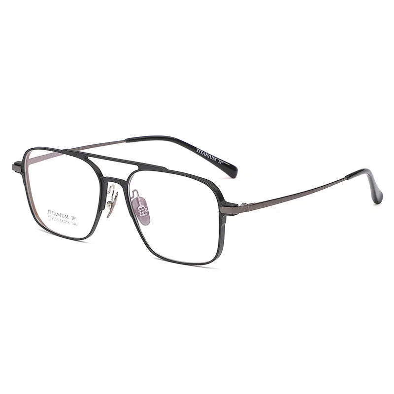 Light Pure Titanium Frames Retro Polygon Spectacle Pilot Ultra Double Bridge Customized Optical Prescription Eyeglasses Man