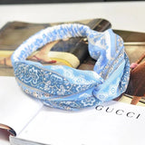 Clearance Fresh Colorful Turban Headbands Women Spring Summer Chiffon Headband Head Wrap Wide Lattice Hairband Hair Accessories