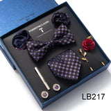 Brand Newest Design Silk Tie Set Handkerchief Pocket Squares Cufflink Bow Tie Clip Necktie Set Bussiness Wedding Suit Gift Box