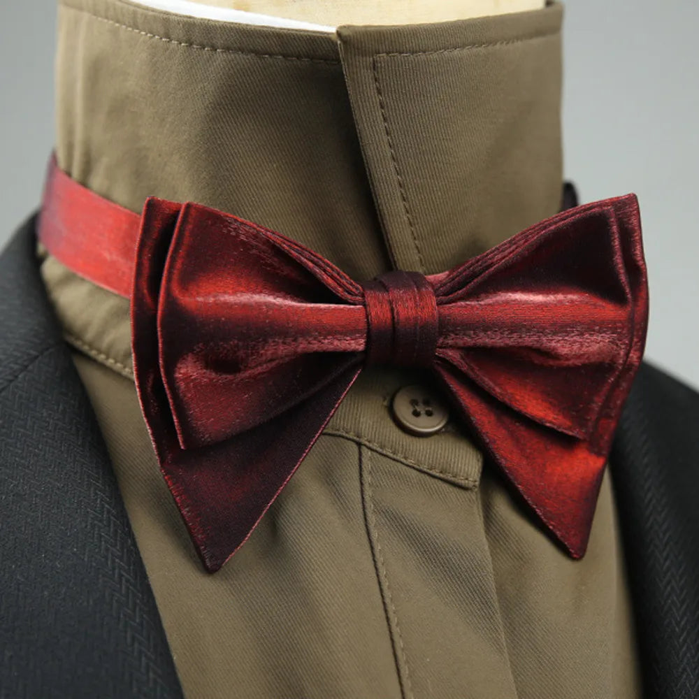 4 Styles Solid Color Black White Wine Bow Ties New Ribbon Gilded Butterfly Double Layered Wedding Party Bowknot Tuxedo Cravat