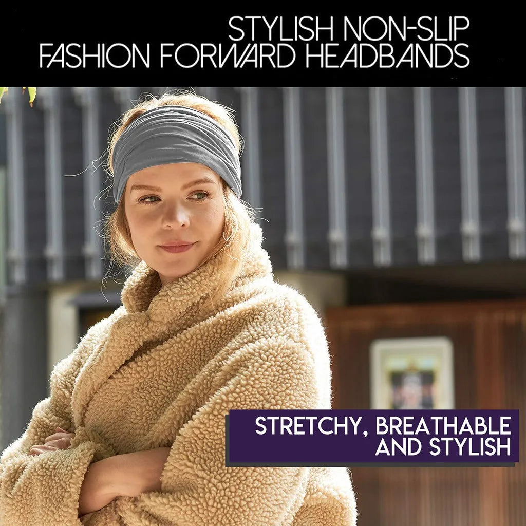 Wide Elastic Headband Hairband Pilates Yoga Fitness Running Cycling Sweatband Turban Makeup Hair Hoop Makeup Headwrap For Women