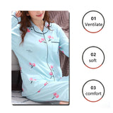 Women's Pajamas Set V-Neck Button down Top and Trousers Sleepwear Homewear Casual Nightwear Loungewear Autumn Winter Two-Piece