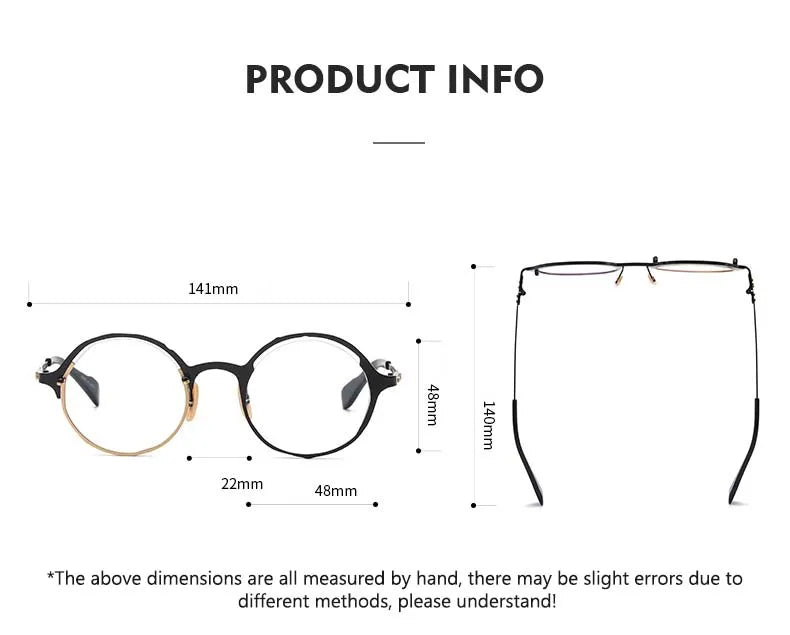 53160 Retro round pure titanium handmade glasses frame men and women irregular high-end optical frames