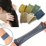 6Pcs/Set High Elastic Mesh Towel Hair Loop Hair Ties Seamless Rubber Bands Hollow Fishnet Hair Ring For Tying Hair Rope Headwear