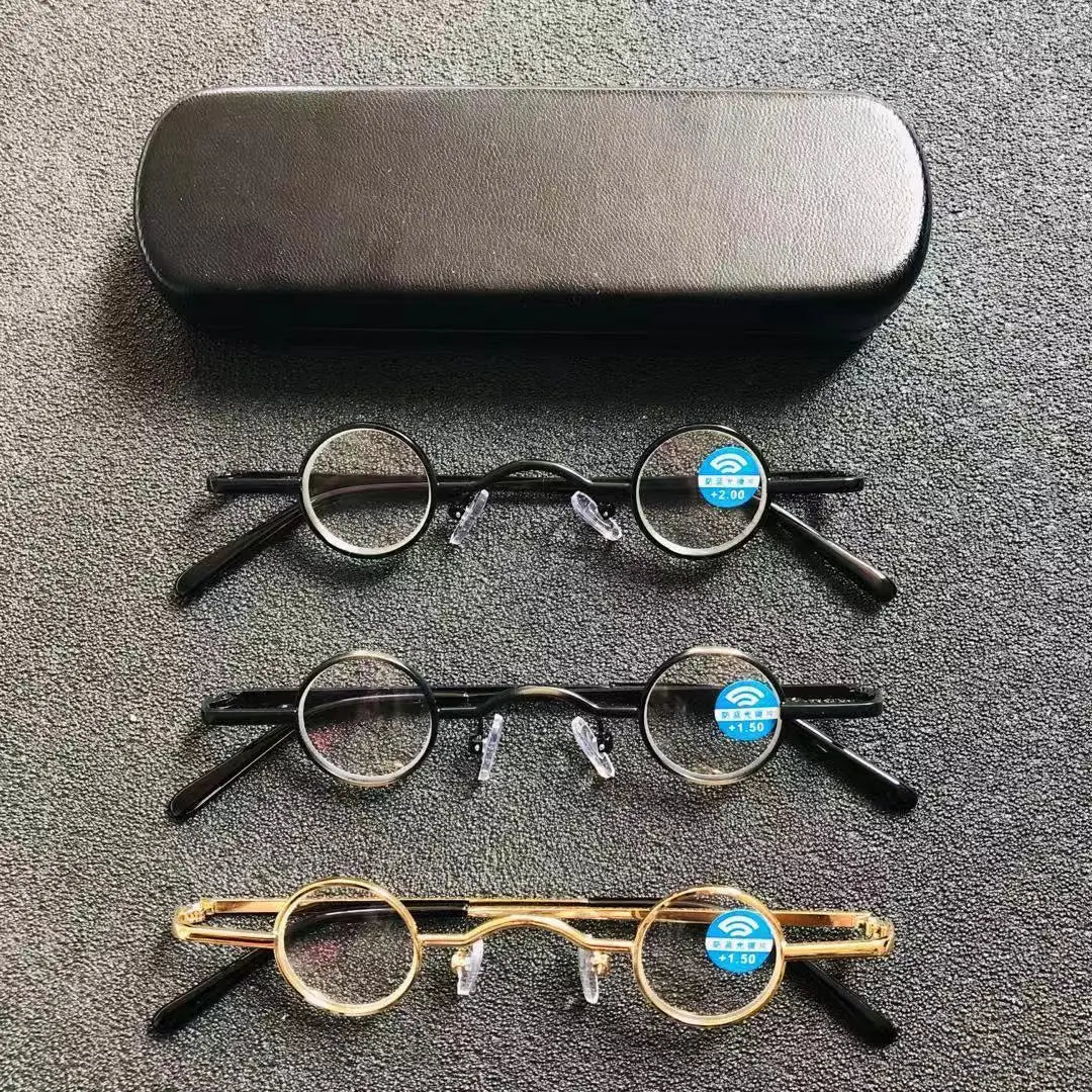 cubojue small round reading glasses +100 +150 +200 +250 +300 glass lens narrow nerd spectacles eyeglasses frames