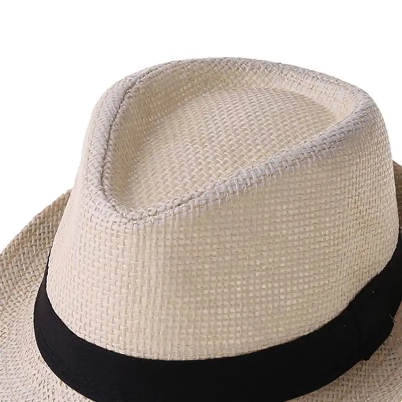 Children Kids Summer Beach Straw Hat Jazz Panama Trilby Fedora Hat Gangster Outdoor Breathable Hats Girls Boys Sunhat