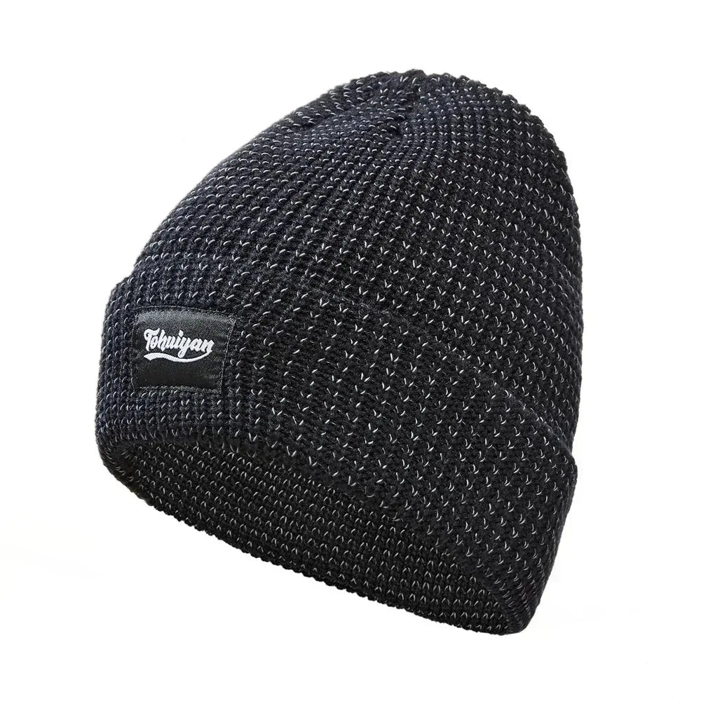 TOHUIYAN Reflective Knitted Hats Magical High Visibility Winter Warm Caps Women Men Bonnet Beanie Hat for Night Running Walking